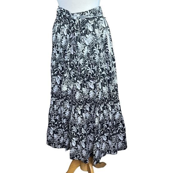 St. Roche Selma Women’s Organic Cotton Black & White 3-Tier Boho Maxi Skirt S… - Picture 16 of 16